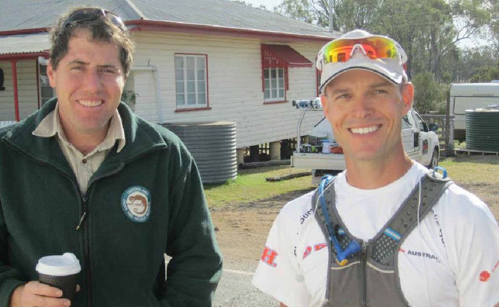 Dan said it was great to meet so many people during his travels, including Nathan from Queensland Parks and Wildlife, who kept him safe from bushfires in Guluguba. Dan said it was great to meet so many people during his travels, including Nathan from Queensland Parks and Wildlife, who kept him safe from bushfires in Guluguba.
